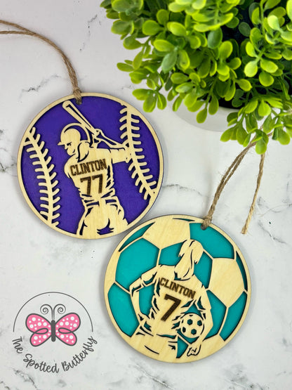 Wooden Sport Christmas Ornaments