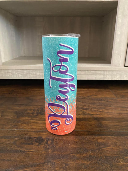 Personalized Glitter Skinny Tumbler